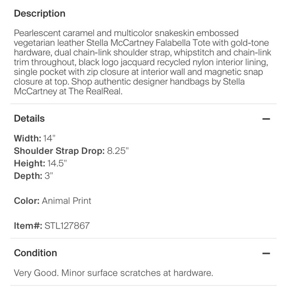 Last Day! STELLA MCCARTNEY Snakeskin Falabella - Picture 9 of 9